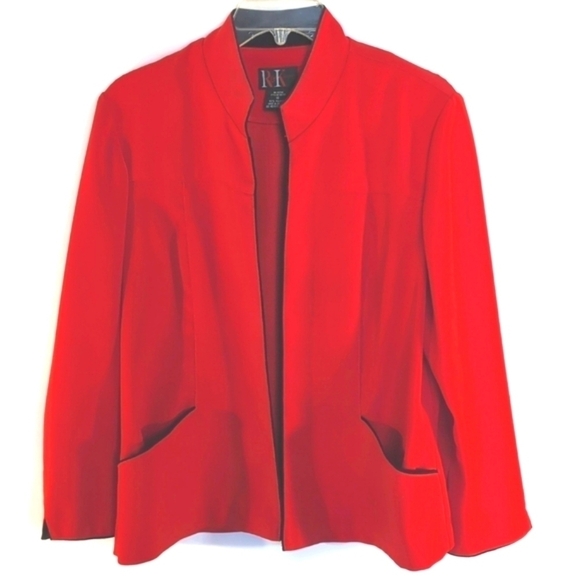 R & K Originals Red Black Trim Open front Jacket Size 10 - Picture 7 of 7